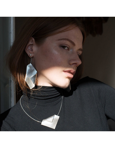 IMPERFECT LEAF earrings Minimalist, handcrafted - Monom